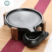 家用石磨茶盘黑陶粗陶手绘紫砂哥窑汝窑功夫茶具陶瓷茶台茶托干泡 封后 牛转乾坤茶盘+自动茶具套组 20件