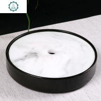 家用简易黑陶圆形储水茶盘个性禅意玉石纹水墨茶台陶瓷干泡台托盘 封后 红陶+水墨纹茶具