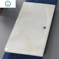 玉石长方形茶盘家用现代简约小茶台可排水易清洗小号功夫茶具托盘 封后 云石白