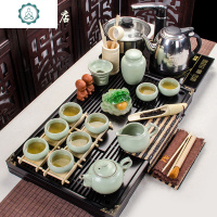 茶具套装家用整套陶瓷功夫茶盘实木紫砂喝茶简约泡茶茶道茶台 封后 唐诗白瓷小兰香二合一套装 26件