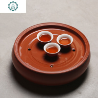 潮州朱泥功夫茶盘圆形工夫茶具红色双层内存水蓄水10英寸茶海茶台 封后 小号古钱款朱泥茶盘(直径20cm)