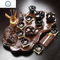 陶瓷茶具套装貔貅小茶盘不带电磁炉茶台托盘玻璃功夫茶杯整套 封后 11立体貔貅白瓷清心(无电器) 25件