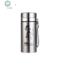 大容量不锈钢保温杯男女户外便携水杯1000旅行车载带滤网茶杯子 封后 级加厚印花600+杯套+刷