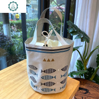 韩式简约圆形饭盒上班族带饭汤碗轻便不锈钢泡面碗带盖碗学生宿舍 封后 简约防水布圆形饭盒袋浅灰鱼系带口保温内胆