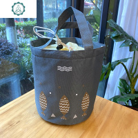 韩式简约圆形饭盒上班族带饭汤碗轻便不锈钢泡面碗带盖碗学生宿舍 封后 简约防水布圆形饭盒袋深灰鱼系带口保温内胆