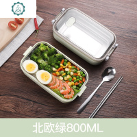 可爱分格学生成人1便携上班族餐盒304不锈钢多层日式便当保温饭盒 封后 单层绿色800+筷勺