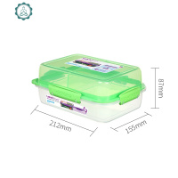 新西兰保鲜盒分格带盖分层隔早餐午餐盒方形可微波炉21710 封后 1.8矩形午餐便携餐盒21710-绿色饭盒/提锅