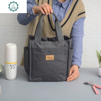 日式简约帆布饭盒袋便当包妈咪包学生资料袋手提包多功能手拎布包 封后 灰色