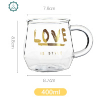 简约牛奶杯子咖啡早餐杯家用水杯玻璃杯ins风果汁杯 封后 LOVE钻石杯