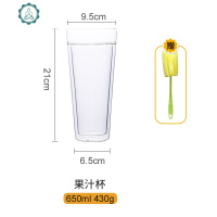 超大容量双层隔热玻璃杯ins风简约透明水杯创意饮料杯家用啤酒杯 封后