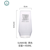 ins风北欧玻璃杯耐热创意方形家用早餐杯牛奶茶果汁水杯子 封后 SUNNY高款黑色