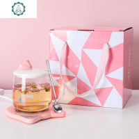 网红兔子透明杯子家用玻璃水杯带盖带把手简约女清新泡茶可爱 封后 星球兔子(恒温套装)礼盒