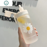 ins便携小雏菊磨砂杯女男士女士茶水杯泡茶杯子玻璃杯水杯 封后 1朵雏菊+吸管盖