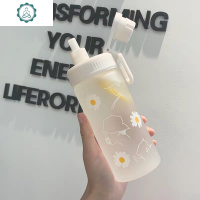 ins便携小雏菊磨砂杯女男士女士茶水杯泡茶杯子玻璃杯水杯 封后 3朵雏菊+吸管盖