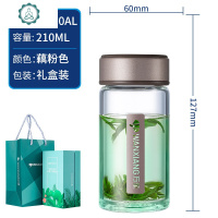 玻璃杯学生小巧便携口杯单层泡茶杯ins网红风透明女士花茶杯 封后 U150AL-藕粉色-210ml