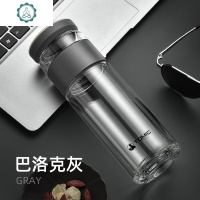 茶水分离泡茶杯大容量双层隔热玻璃杯带滤网水杯 封后 巴洛克灰400ml