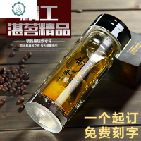 双层玻璃杯男女透明耐热水杯加厚水晶底带盖过滤茶杯商务杯子 封后 梅-指南针盖300毫升[礼盒装]