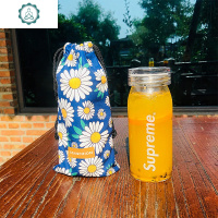 创意网红ins玻璃杯加厚带过滤网潮流男女水杯个性便携泡茶漏杯子 封后 小雏菊杯袋款另赠隔热杯套