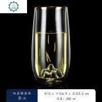 网红玻璃绿茶杯描金玻璃喝水杯牛奶杯男女透明双层防烫泡茶杯家用 封后 青山绿水杯玻璃杯