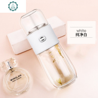 茶水分离泡茶杯水杯女生玻璃杯双层便携茶杯网红女士韩国清新可爱 封后 弧度-白色[送玫瑰花冠茶]