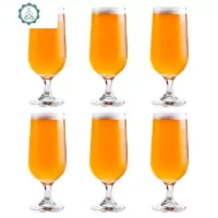 网红小酒馆玻璃精酿啤酒杯松木杯盘时尚创意酒吧清吧啤酒杯托套装 封后 6个杯子