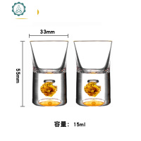 金箔水晶玻璃白酒杯套装烈酒杯分酒器家用描金一口杯礼品礼盒送礼 封后 金箔直身白酒杯(15毫升)2只价玻璃杯