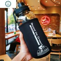 韩国运动大容量水杯男士便携玻璃杯创意潮流个性杯子学生韩版简约 封后 自行车1000ML过滤网+杯套杯刷