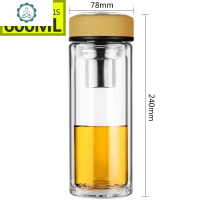 双层玻璃杯大容量泡差喝水杯子口杯带滤网车载办公杯SV21S 封后 V21S-布纹黄-600ml老款塑料杯盖