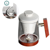 航通茶杯茶水分离泡茶杯玻璃男办公过滤带盖大容量耐热个人杯 封后 启瑞·白陶-天鹅玻璃杯