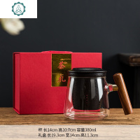 马克杯带盖过滤泡茶杯茶水分离杯子陶瓷办公简约水杯情侣玻璃对杯 封后 黑色套装380ml礼盒装