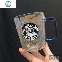 夏季炫彩海洋风玻璃杯女生可爱水杯子少女心咖啡杯马克杯 封后 355ml限量海洋风玻璃杯