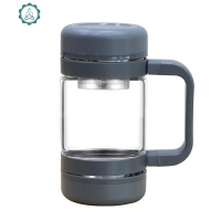 茶水分离泡茶玻璃杯男式办公室过滤大容量水杯礼品logo定制 封后 升级款太空灰400ml免费刻字