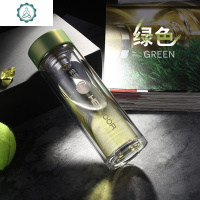 双层玻璃杯女 时尚商务办公水晶杯子耐热花茶杯带茶隔XN- 封后 XN-6505绿色220ml礼盒装