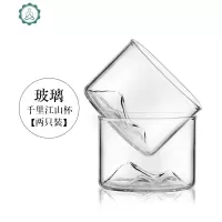 千里江山杯耐热玻璃功夫茶杯家用主人杯品茗杯创意个性水杯子日式 封后 玻璃千里江山杯[两只装]