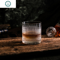 ZGNO水晶玻璃大口刻花厚底威士忌ROCK杯Old fashion酒杯鸡尾酒杯 封后 千鸟格款玻璃杯