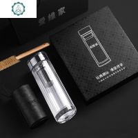 双层玻璃杯男士商务泡茶杯加厚隔热菱形切面定制透明水晶杯子 封后 330毫升银白豪华款