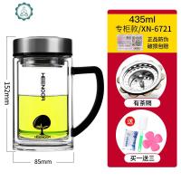 玻璃茶杯带把单层过滤泡茶杯子男士办公杯加厚家用水杯定6021 封后 6721-专柜款-小树图案---有滤网-435ml