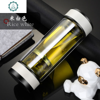 茶水分离泡茶杯双层玻璃杯旅行过滤水杯子男士车载便携排气阀 封后 白色(茶仓款)杯套刷巾