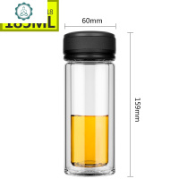 玻璃杯双层隔热水杯水晶玻璃杯商务办公喝茶杯便携玻璃杯V19 封后 V18黑色185ML