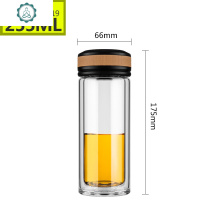 玻璃杯双层隔热水杯水晶玻璃杯商务办公喝茶杯便携玻璃杯V19 封后 V19-布纹黄-255ML