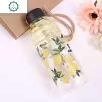 网红创意可爱女生柠檬玻璃水杯印花学生随手花茶杯子送杯套 封后 柠檬树