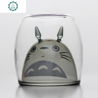 创意日式风格耐热玻璃 龙猫 猫咪双层杯 卡通可爱 猫杯牛奶杯水杯 封后 [8501]龙猫双层杯—呆萌玻璃杯