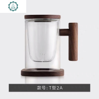 耐热滤茶杯玻璃杯办公室茶杯茶水分离喝泡茶杯水杯子日式木盖家用 封后 2A(胡桃木/木盖/玻璃内胆)