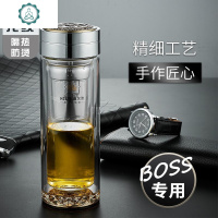 玻璃水杯气质个性商务办公车载家用过滤加厚耐热泡茶杯 封后 至尊龙-乌金色350ml2225大钢网玻璃杯