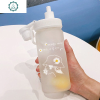 小雏菊水杯女玻璃杯韩国简约清新森系学生吸管杯可爱少女便携杯子 封后 小雏菊大头像+杯套+杯刷