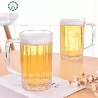 6个装 亚克力扎啤杯塑料啤酒扎杯PS带手把菠萝杯餐饮啤酒杯子茶杯 封后 10个装PS啤酒杯500ML