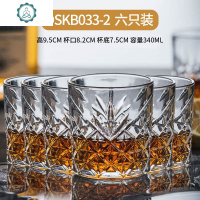 威士忌酒杯水晶玻璃洋酒杯啤酒杯网红家用欧式ins风创意个性复古 封后 DSKB033-2六只装玻璃杯