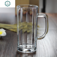 直身条纹透明玻璃啤酒把杯扎啤杯带把手茶杯水杯牛奶杯 封后玻璃杯