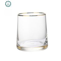 家用客厅威士忌洋酒杯啤酒杯玻璃简约透明加厚耐热喝水杯子 封后 透明金边