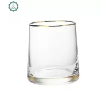 家用客厅威士忌洋酒杯啤酒杯玻璃简约透明加厚耐热喝水杯子 封后 透明金边